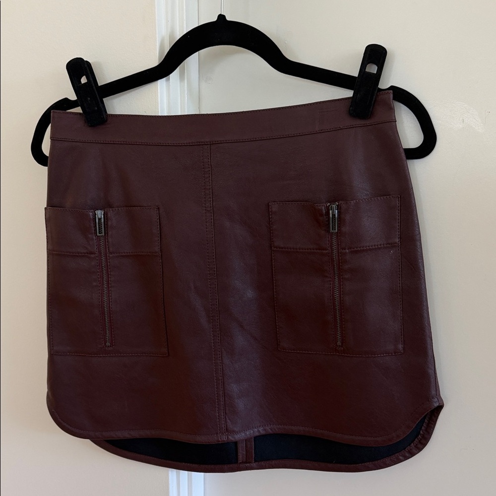 BCBGMaxAzria Dark Brown Leather Mini Skirt